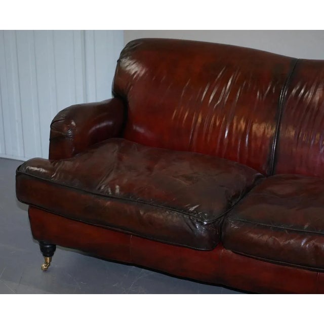 Reddish Brown Leather Sofa For Sale - Image 3 of 18
