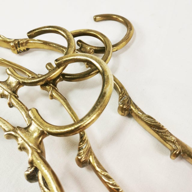 Metal Art Deco Brass Coat Hanger Set, 1960s, Set of 4 For Sale - Image 7 of 9