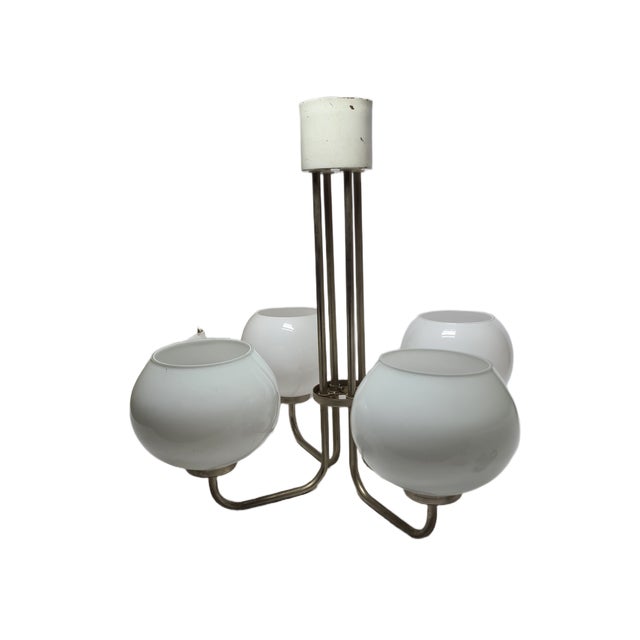 Postmodern Brass and Glass Chandelier, Poland, 1970s For Sale - Image 6 of 10