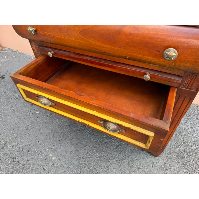 Brown Vintage GuildMaster Campaign Style Accent Chest With Leather Top For Sale - Image 8 of 12