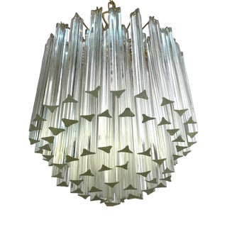 Mid-Century Italian Murano Glass 5-Tiered Chandelier with Brass Frame by Paolo Venini for Venini, 1980s For Sale
