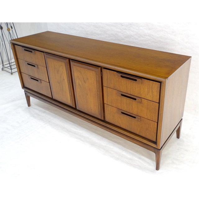 American Walnut Danish Mid Century Modern 6 Drawer Two Doors Compartment Dresser For Sale - Image 13 of 14