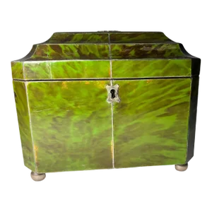 Late 19th Century Green Faux Tortoiseshell Tea Caddy