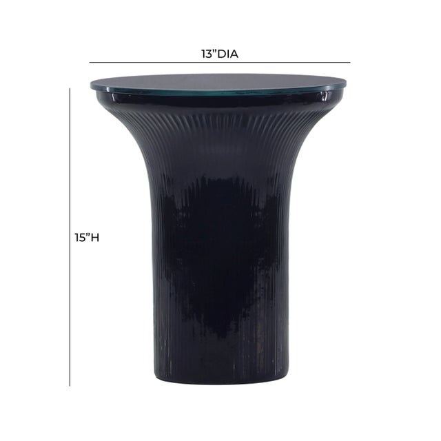 2020s Cassandra Midnight Blue Glass Flared Side Table For Sale - Image 5 of 5