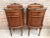 Louis xvi style pair of marquetry nightstands with metal crest one drawer and one compartment. originals handles and...