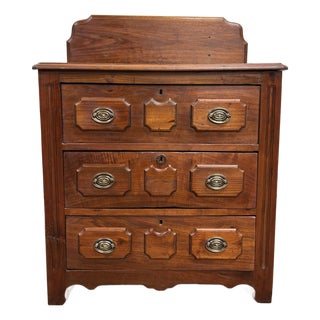 Antique 19th Century Victorian Carved Washstand Chest Commode For Sale