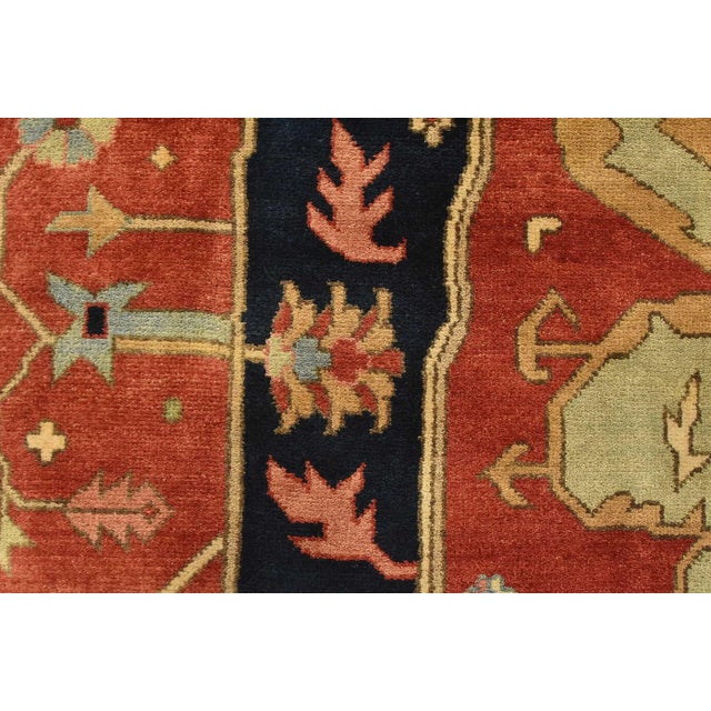 Heriz Rug 11’11” X 18’1” Rust Wool Tribal Hand-Knotted Oriental Carpet For Sale - Image 11 of 15