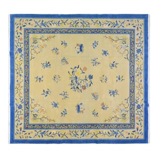 Vintage Chinese Art Deco Hand Knotted Wool Rug,09'10'' X 10'05'' For Sale