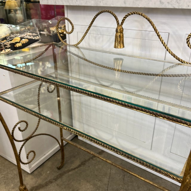 Metal Gilt Rope Metal and Glass Herat Back Vanity For Sale - Image 7 of 8
