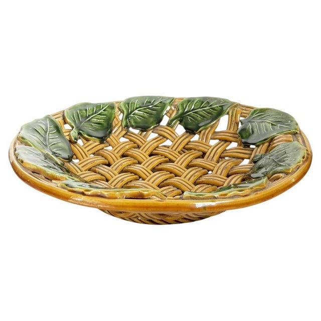 Yellow and Green Ceramic Bread Basket, France, 1950s For Sale - Image 14 of 14