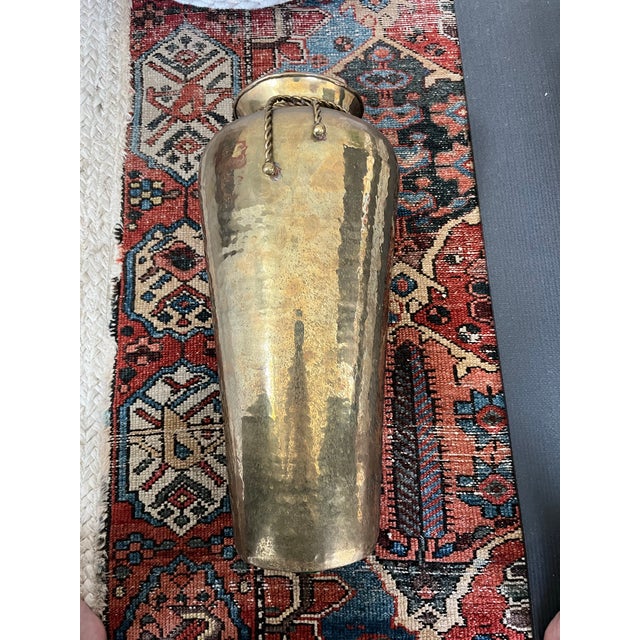 1970s Hammered Brass Urn Vase With Rope and Tassel Detail For Sale - Image 10 of 12