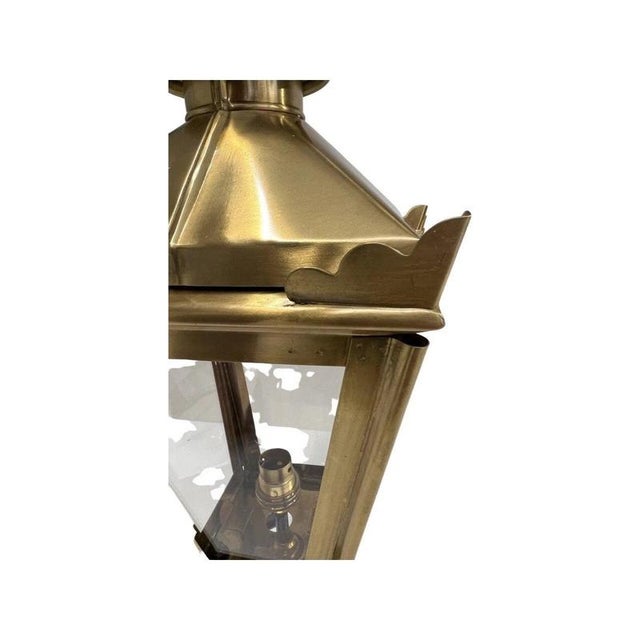Traditional Brass Wall Lantern with Ornate Cast Iron Bracket For Sale - Image 12 of 15