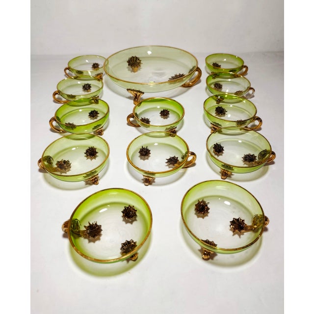Venetian Crystal Punch Set, Italy, 1940s, Set of 13 For Sale - Image 4 of 12