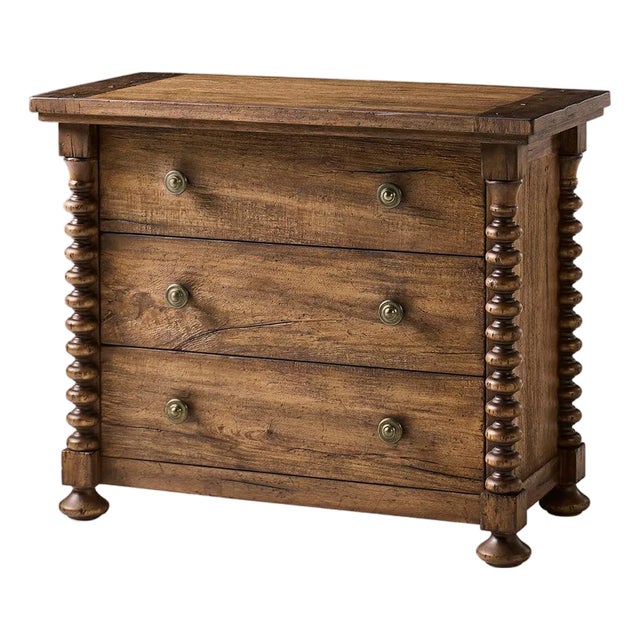 Wide Bobbin-Turned 3-Drawer Nightstand For Sale