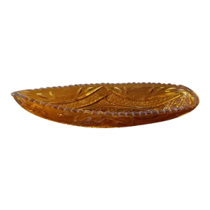 Vintage Kemple Amber Glass Canoe Serving Dish
