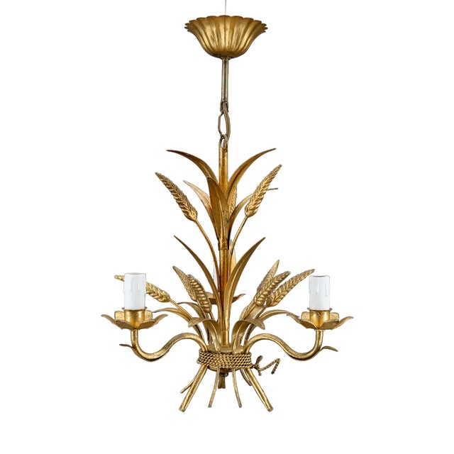 Golden Pendant with Ears of Wheat, 1960s For Sale