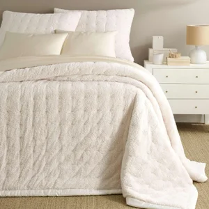Pine Cone Hill by Annie Selke Marshmallow Fleece Ivory Puff, Full/Queen