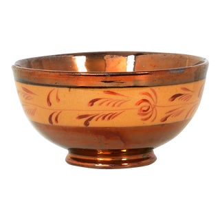 19th Century English Enameled Copper Luster Bowl For Sale