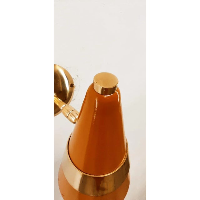 Orange & Gold Adjustable Cone Sconce For Sale - Image 6 of 9