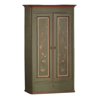 Antique Danish Painted Cabinet with Floral Motifs, 1800s For Sale
