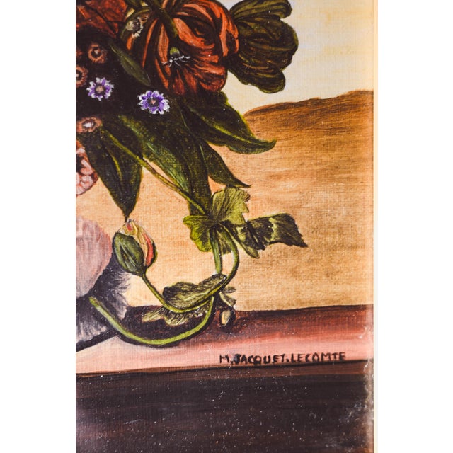 M. Jacquet Lecomte, Floral Bouquet, 1970s, Oil on Canvas For Sale - Image 4 of 5