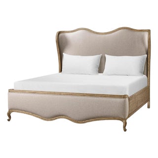 French Provincial Upholstered Oak Bed - US King For Sale
