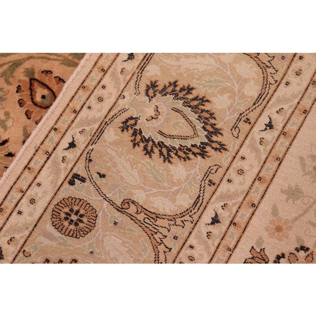 Textile Boho Chic 1990's Tan/Green Wool Rug - 6'2'' X 8'11'' For Sale - Image 7 of 9