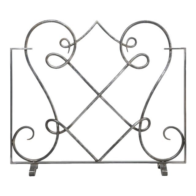 Hand-Forged Steel Fireplace Screen For Sale