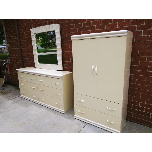 Vintage 1980s 1990s Italian Formica Dresser Mirror Armoire A