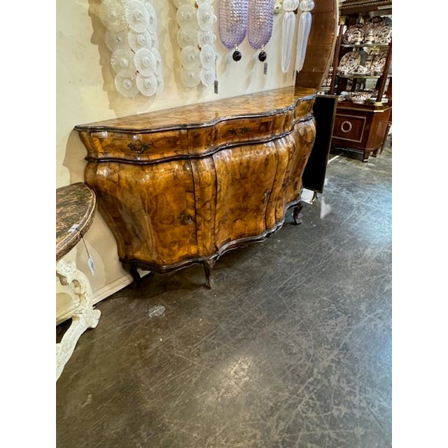 Italian Burl Walnut Bombe Sideboard For Sale - Image 9 of 10
