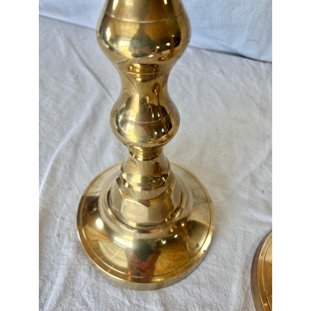 Mid 20th Century Brass Candleholders - A Pair For Sale - Image 9 of 13
