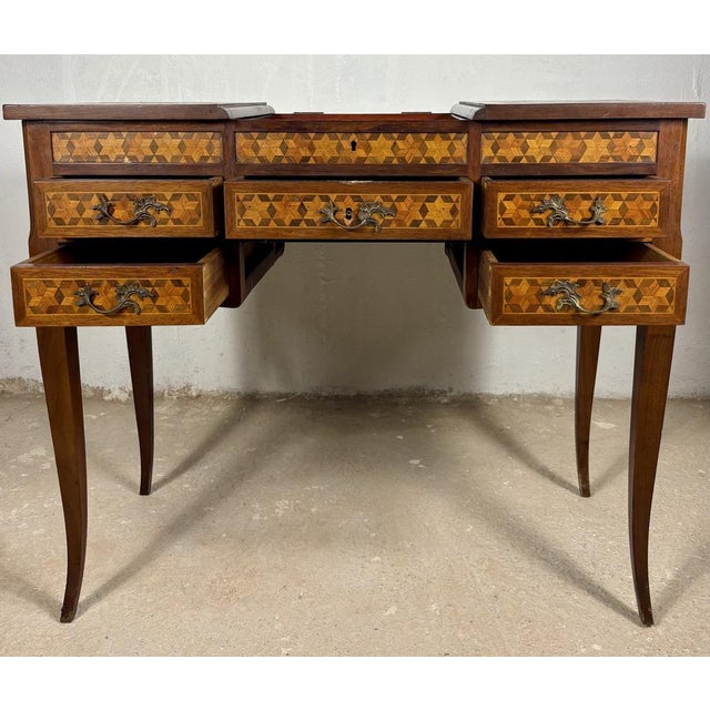 Spanish Marquetry Vanity Desk with Drop Leaves, 1930 For Sale - Image 4 of 18