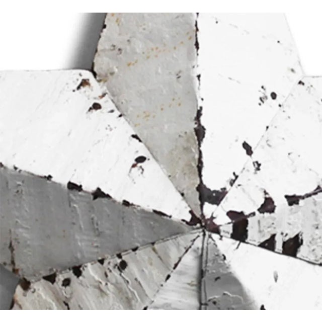 Vintage white barn star made from recycled galvanized metal roofing with a rustic aged painted patina. Industrial...