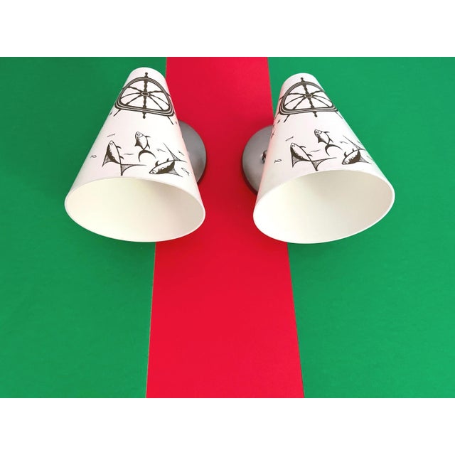 Midcentury Coastal Cone Sconces - A Pair For Sale - Image 11 of 18