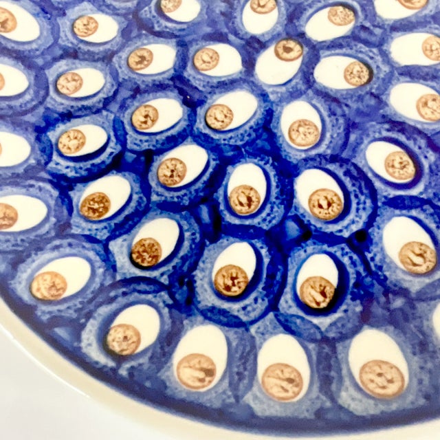 Ceramic 1980s Vintage Boho Chic Boleslawiec Polish Pottery Salad Plates, Original Peacock - Set of 6 For Sale - Image 7 of 9