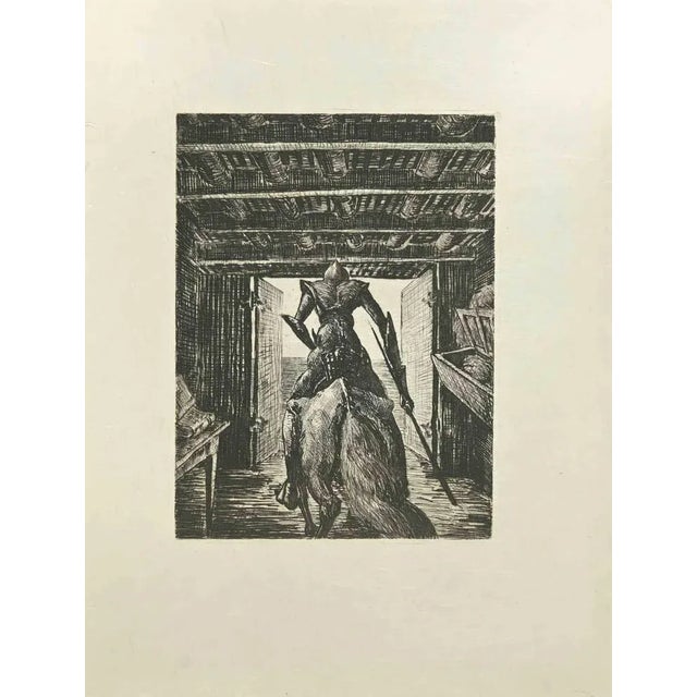 Don Quixote Galloping is an etching and drypoint print on ivory-colored Japanese paper, realized by Wladyslaw Jahl in...