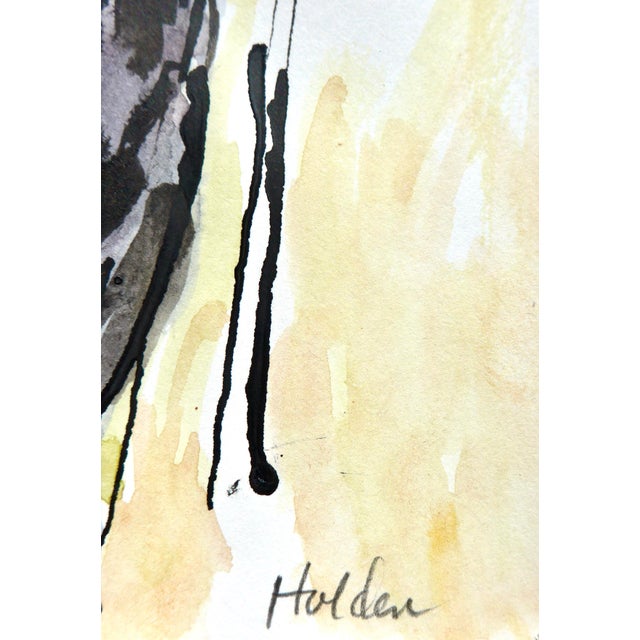 French Country Martha Holden "Portrait of Trees" Contemporary Abstract Landscape Ink and Watercolor Painting on Paper For Sale - Image 3 of 7