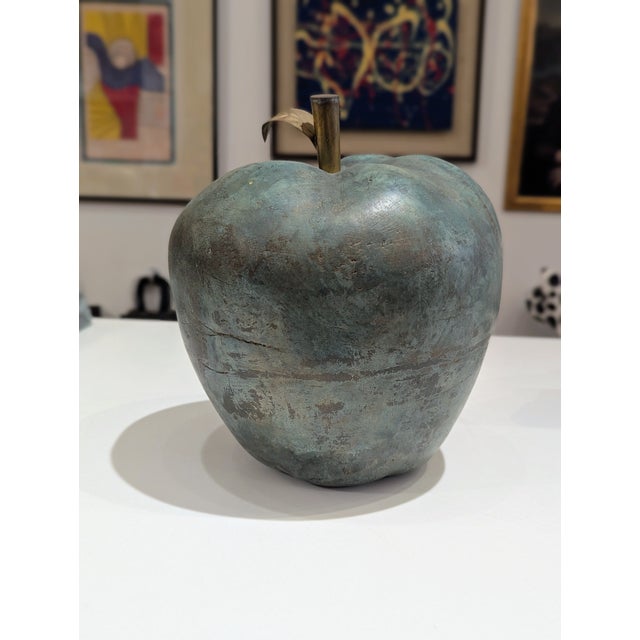 Mid-Century Modern Verdigris Metal Apple Sculpture For Sale - Image 4 of 7