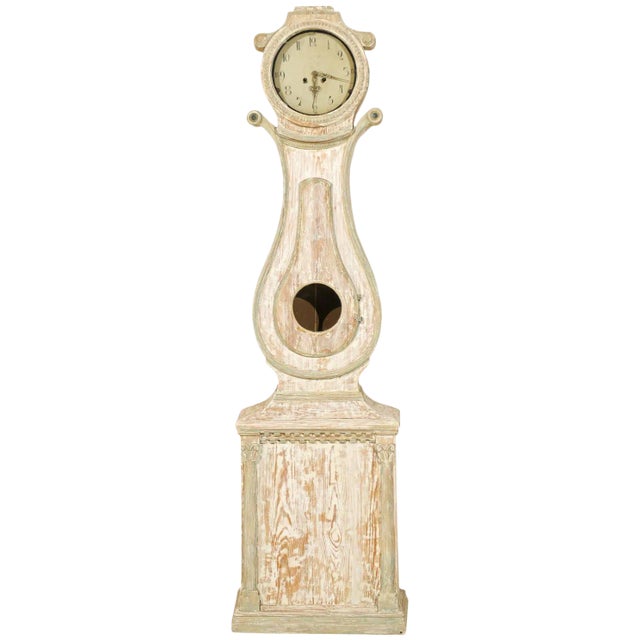 19th Century Swedish Painted Wood Clock For Sale