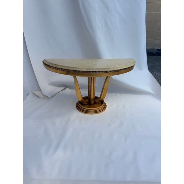 1960s Half Moon Console Marble Gold FlakeTable For Sale - Image 4 of 12