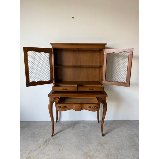 Vintage Weiman French Provincial Louis XV-Style Secretary Desk With Bookcase Hutch For Sale In Miami - Image 6 of 13