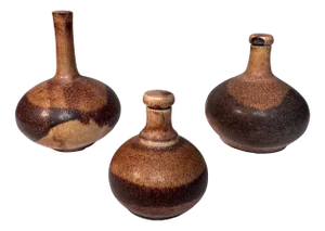 Studio Ceramic Art Bottle-Shaped Vases by Ika Schilbock, Germany, 1970s, Set of 3
