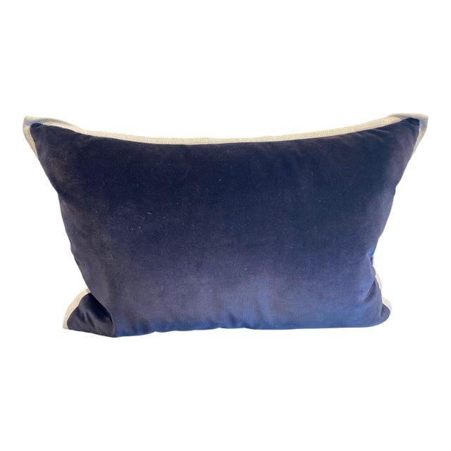 Beautiful Blue Silk and Gray Decorative Throw Pillow For Sale