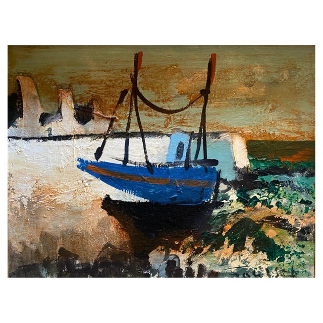 William Goliasch, Dike in Bretagne, Oil on Wood, 1976 For Sale