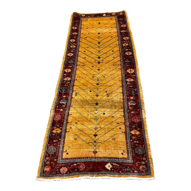 3ft1in × 9ft4in Hand Knotted Wool Runner, Vintage For Sale