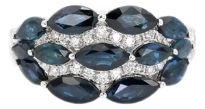 18k (750) White Gold Natural Diamond and Sapphire Ring Size 6.5