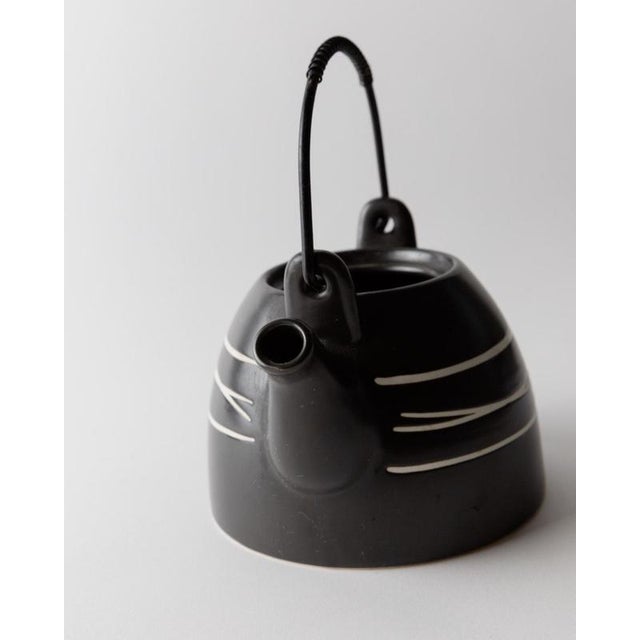 Vintage Ceramic Teapot with Blackand White and Metal Handle, 1980s For Sale - Image 3 of 11