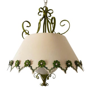 1960s Hand Painted Tole Pendant Light For Sale