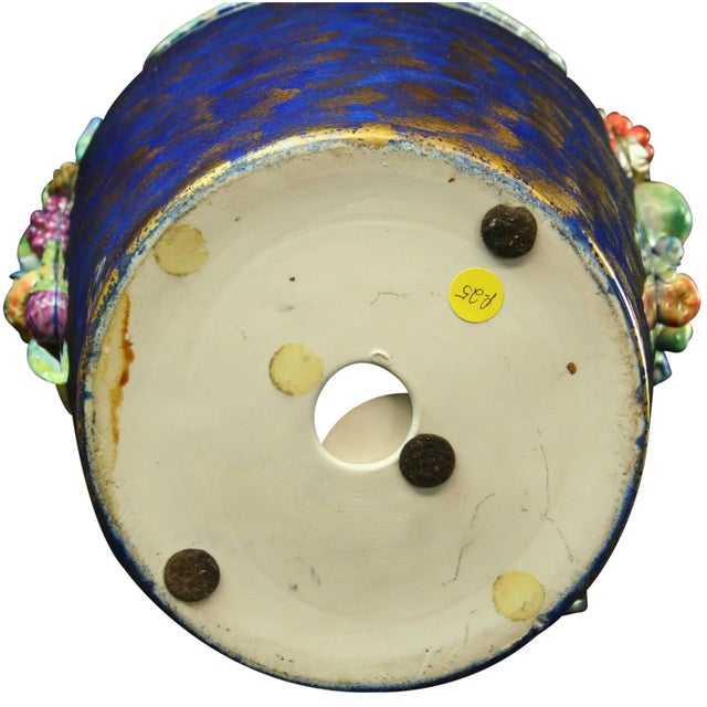 Blue Large Italian Majolica Umbrella Stand Vase For Sale - Image 8 of 9