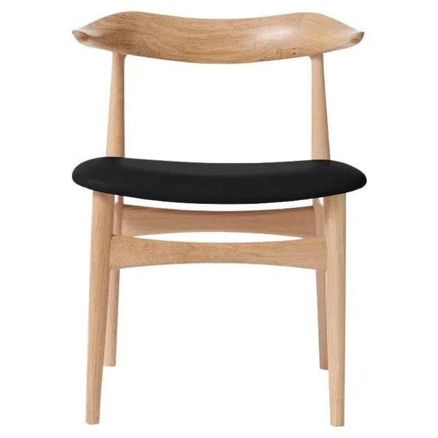 Cow Horn Chair in Oak and Black Leather by Warm Nordic For Sale - Image 6 of 6